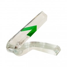 Lucite sculpture with green design 